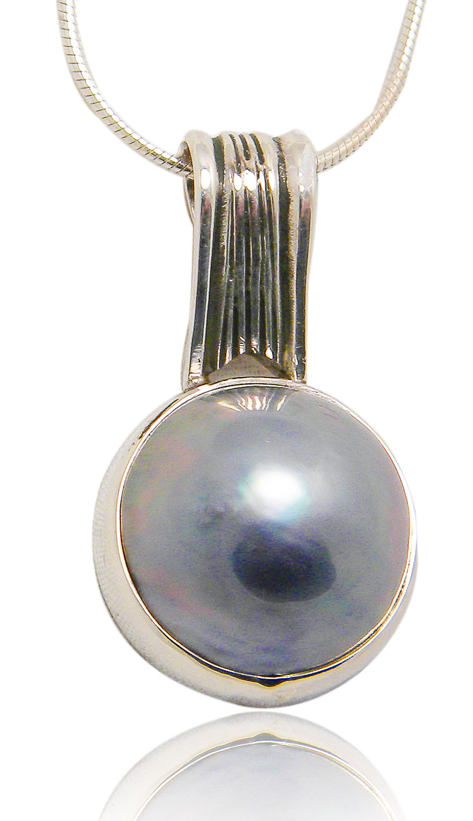 Sterling Silver Pendant with Blue Mabe Pearl