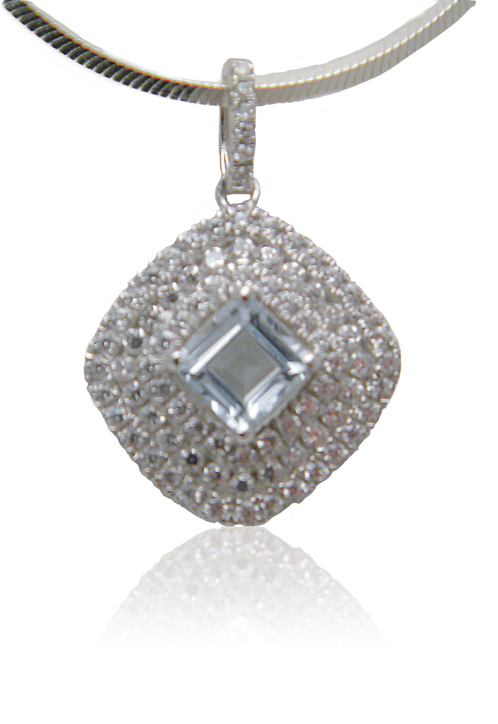Sterling Silver Pendant with Blue Topaz & CZ