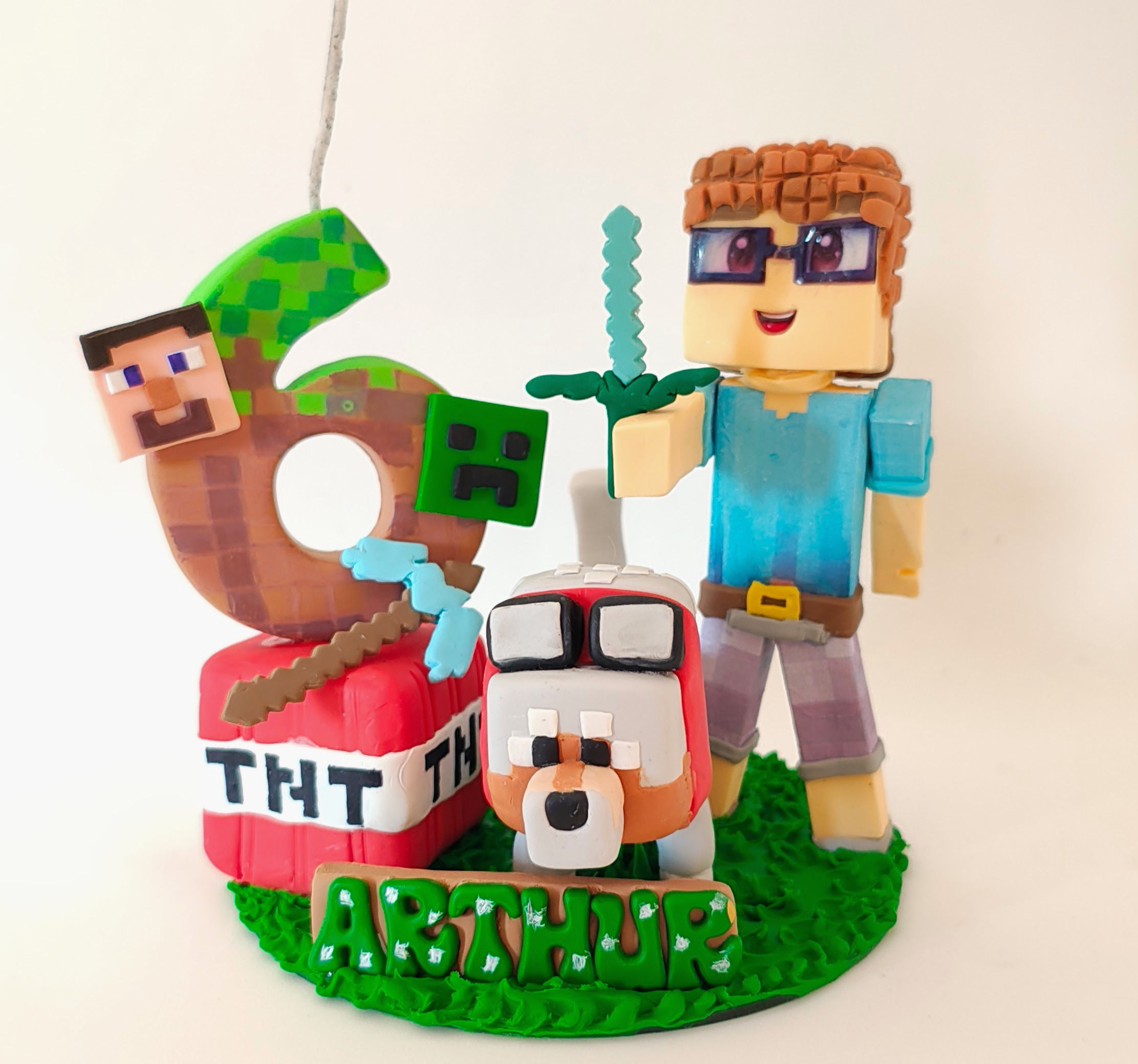 Vela Topo de Bolo Minecraft (Sob Encomenda)