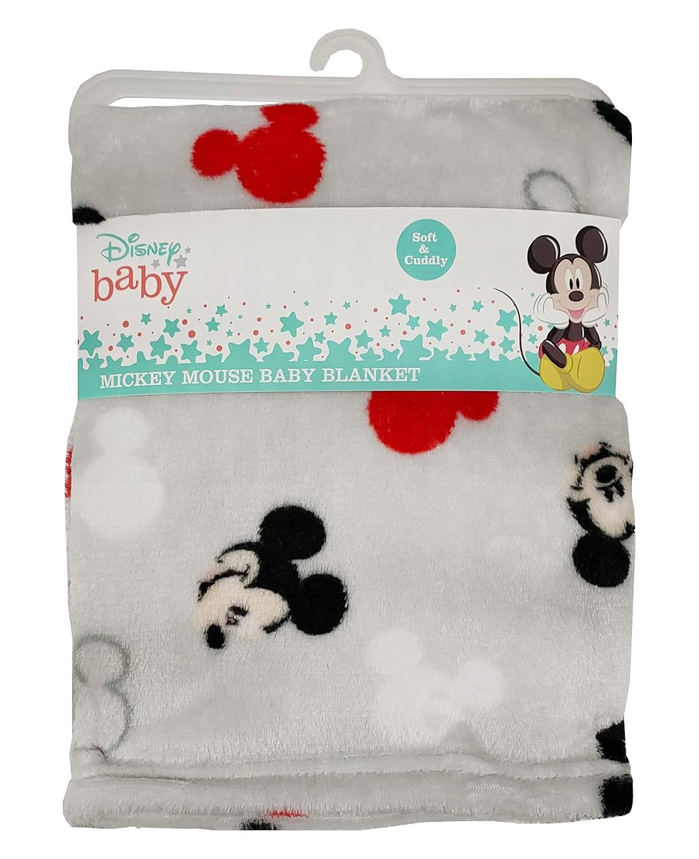 Wholesale Disney Cudlie Baby Boy Mickey Mouse 1-Ply Flannel Fleece – tossed face print, bulk case of 24 for resellers