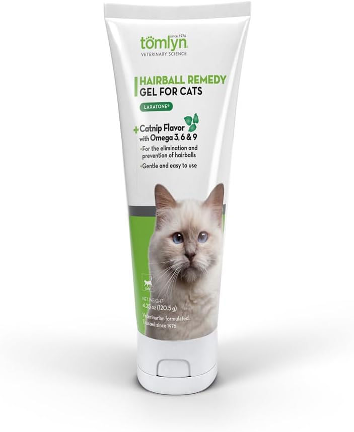 Tomlyn Laxatone Hairball Remedy Gel for Cats – Catnip Flavor, 4.25oz