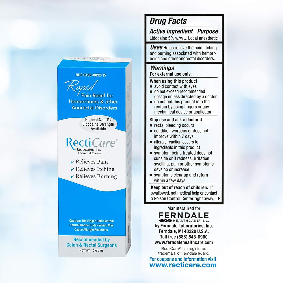 Thumbnail: RectiCare Lidocaine 5% Hemorrhoid Cream 15g Tube – Bulk Wholesale Pain Relief Cream for Amazon eBay Walmart Resellers