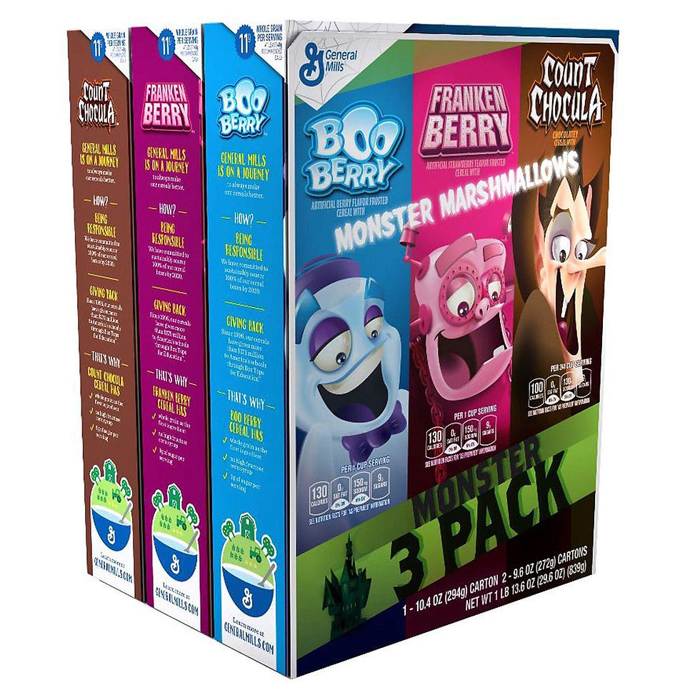 Wholesale General Mills Monster Cereal 3-Pack with Monster Marshmallows – Boo Berry, Franken Berry & Count Chocula 29.6oz
