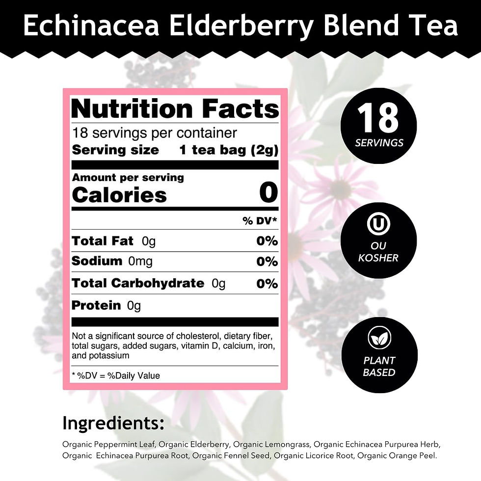 Buddha Teas Organic Echinacea Elderberry Blend 18 Tea Bags – Antioxidants, Clean Ingredients, Non-GMO, OU Kosher, Wholesale