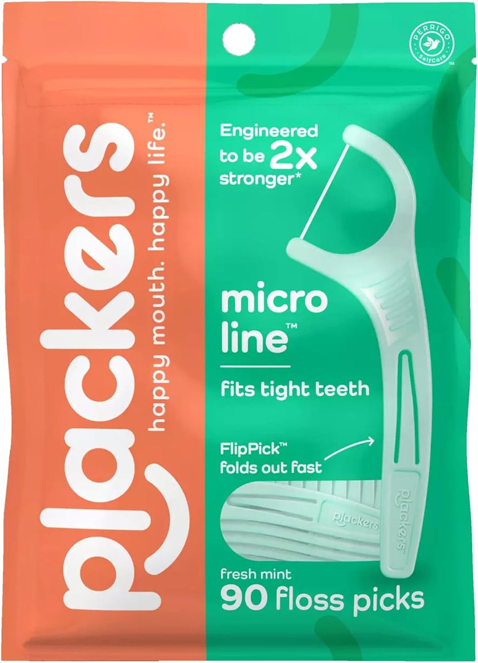 Plackers Micro Mint dental floss picks 90 count 3 pack wholesale bulk disposable mint flossers for adults