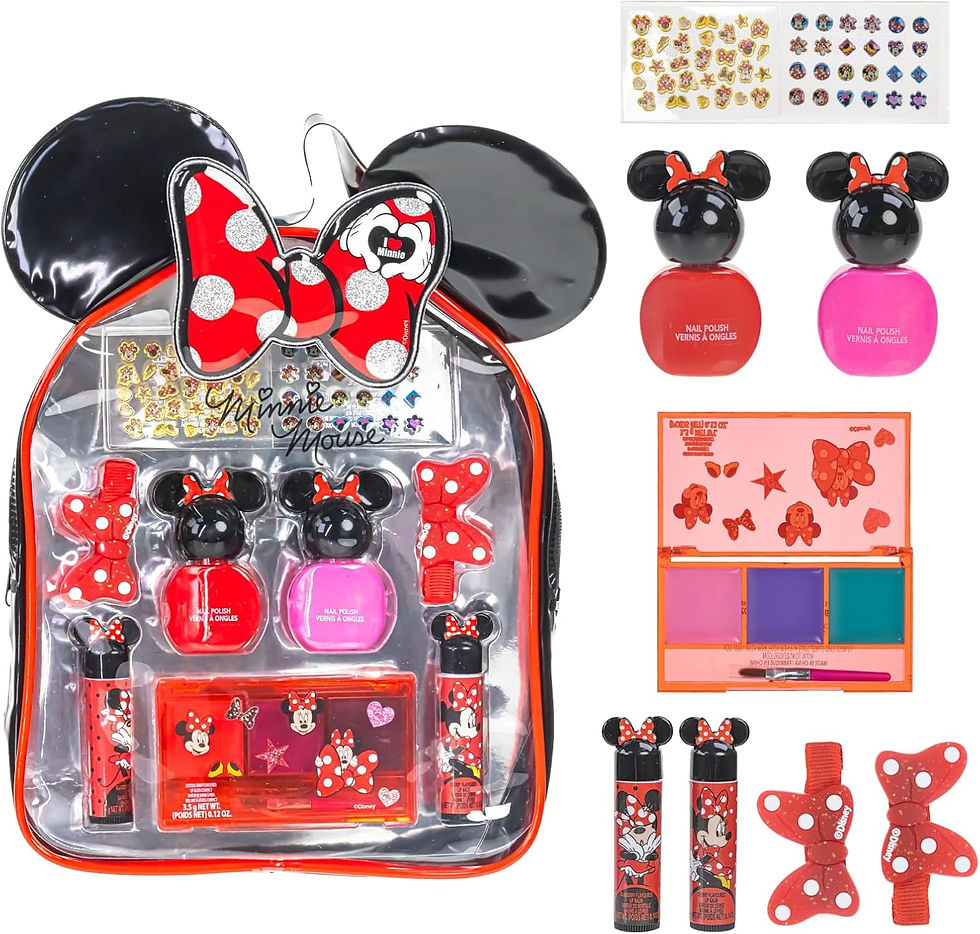 Buy Disney Minnie Mouse Townley Girl Cosmetic Makeup Gift Bag Set in bulk – includes lip gloss, nail polish, and hair accesso