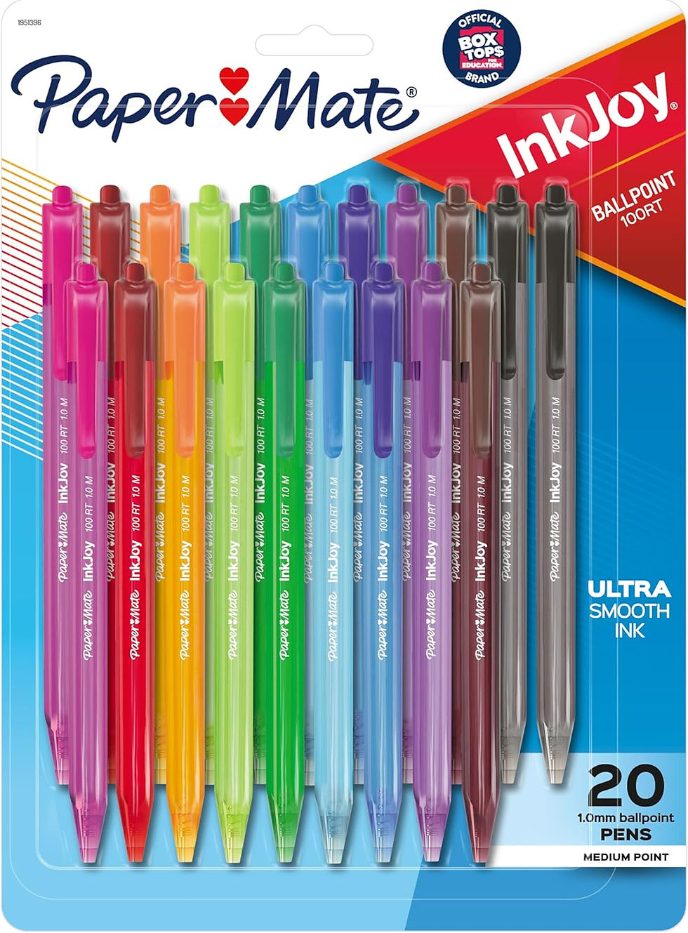 Paper Mate InkJoy 100RT Retractable Ballpoint Pens Medium Point 1.0mm Assorted Ink 20-Pack Wholesale Case