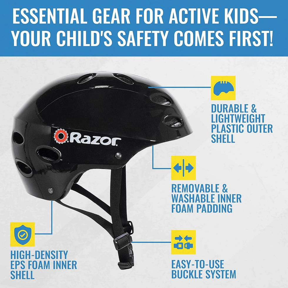 Razor V-17 Youth Multi-Sport Helmet Gloss Black – Adjustable Strap, Foam Padding, Wholesale
