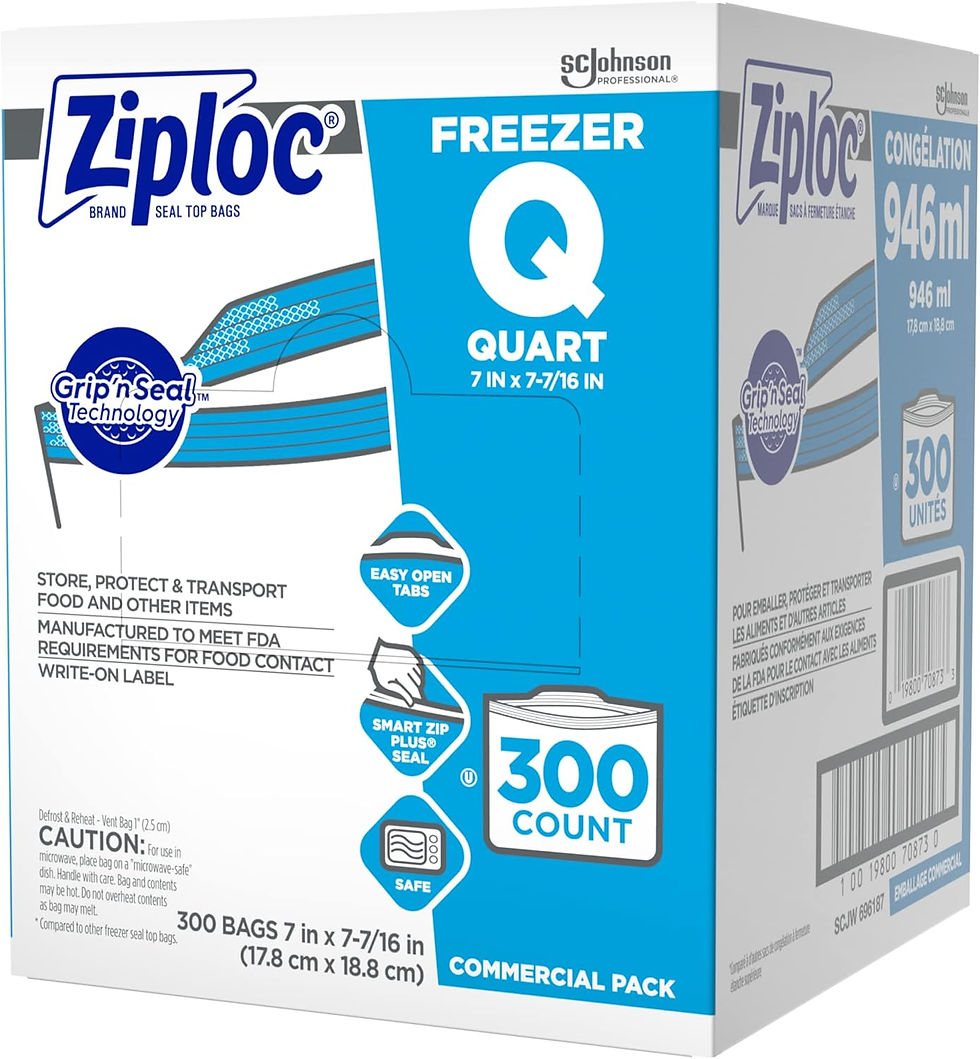 Thumbnail: SC Johnson Professional Ziploc Quart Food Storage Freezer Bags with Grip ’n Seal, 300 Count – Wholesale Bulk Pack