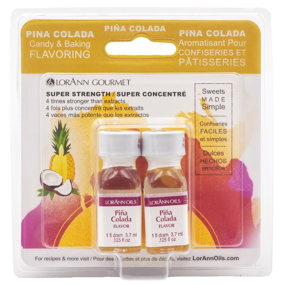 LorAnn Oils Pina Colada Super Strength Flavoring Pack of 2 – Bold Natural Flavor for Candy, Baking, and Hard Candy