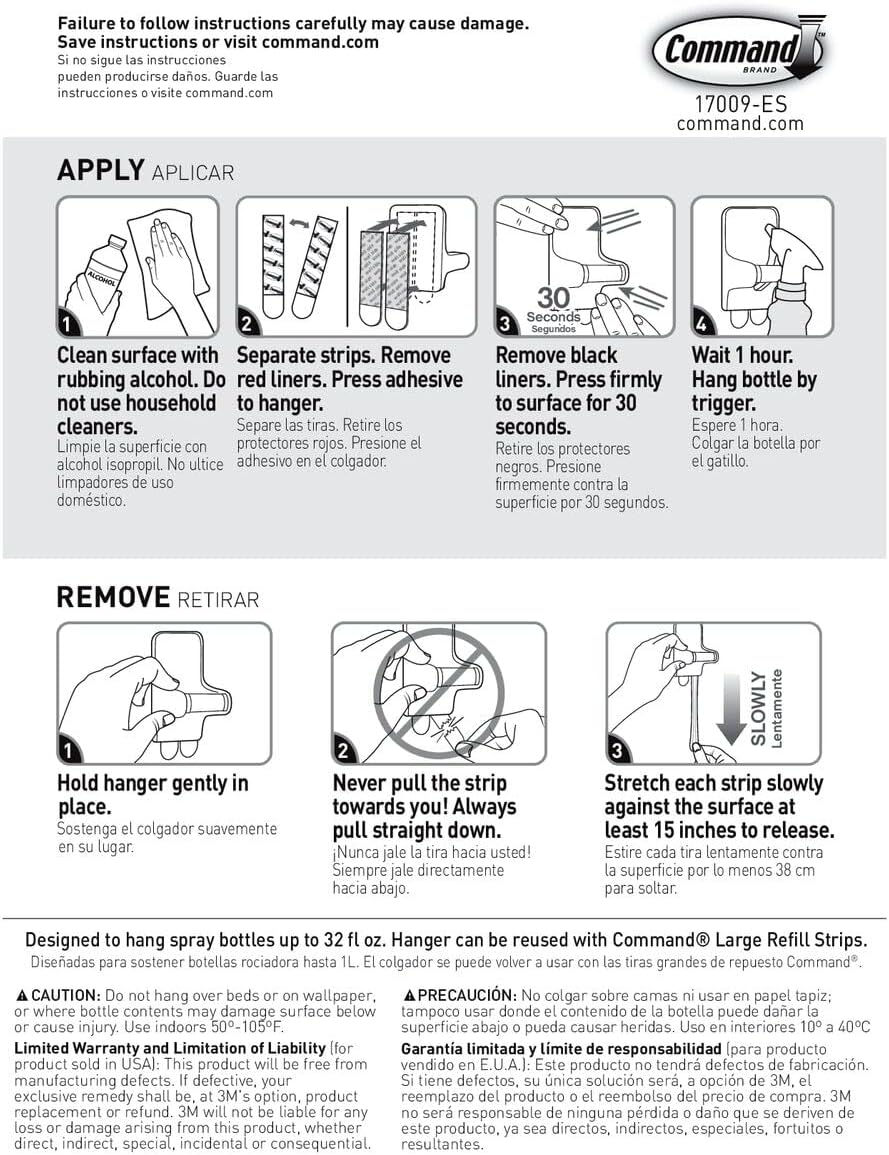 Thumbnail: Command Spray Bottle Hangers – Wholesale Wall Mount Holders for 32 fl oz Bottles, Damage-Free Mounting System