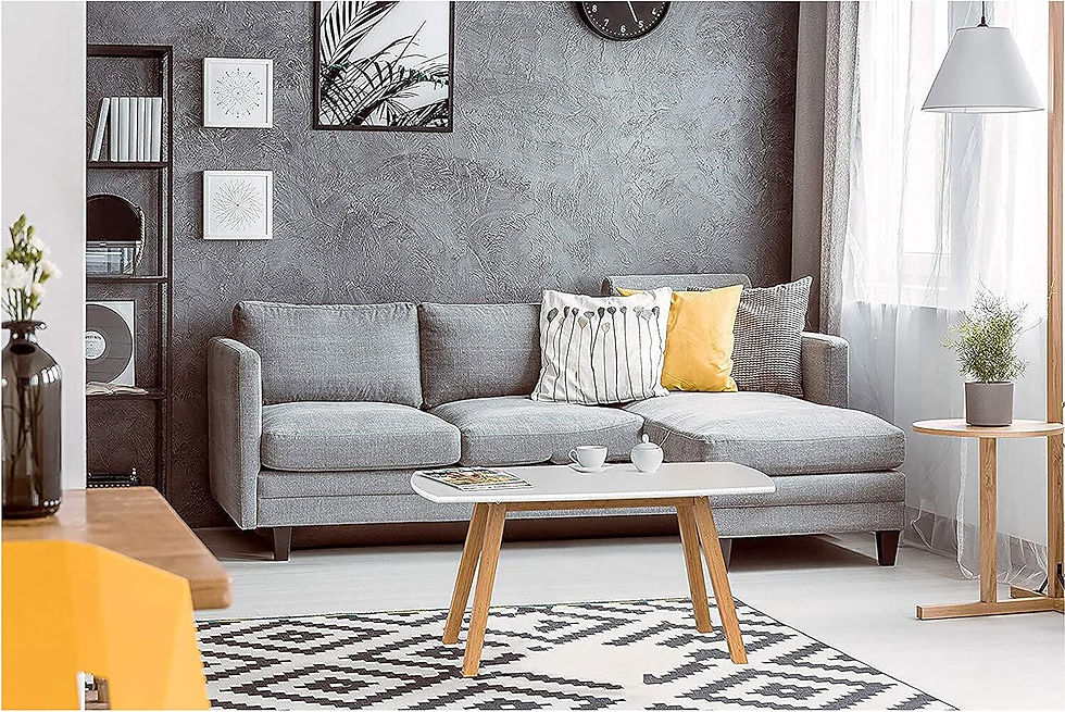 Thumbnail: bonVIVO Small Coffee Table White – Wholesale Modern Low Accent Table with Bamboo Wooden Frame for Living Room & Office