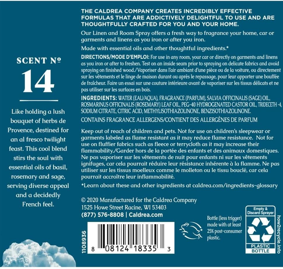 Thumbnail: Caldrea Linen and Room Spray 16 oz – Basil Blue Sage, Plant-Derived Ingredients, Wholesale Bulk Case