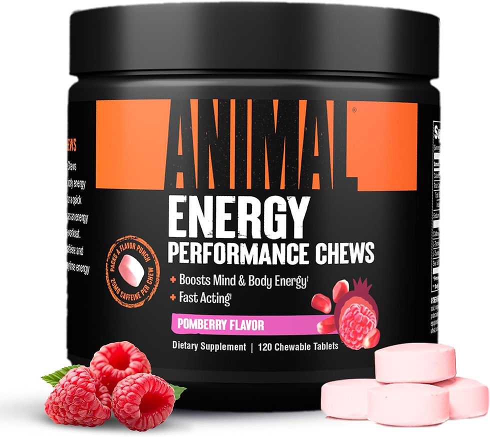Animal Energy Chews Pom-Berry – Fast-Acting Pre-Workout Energy Chewables with Caffeine and Nootropics – Wholesale Bottle