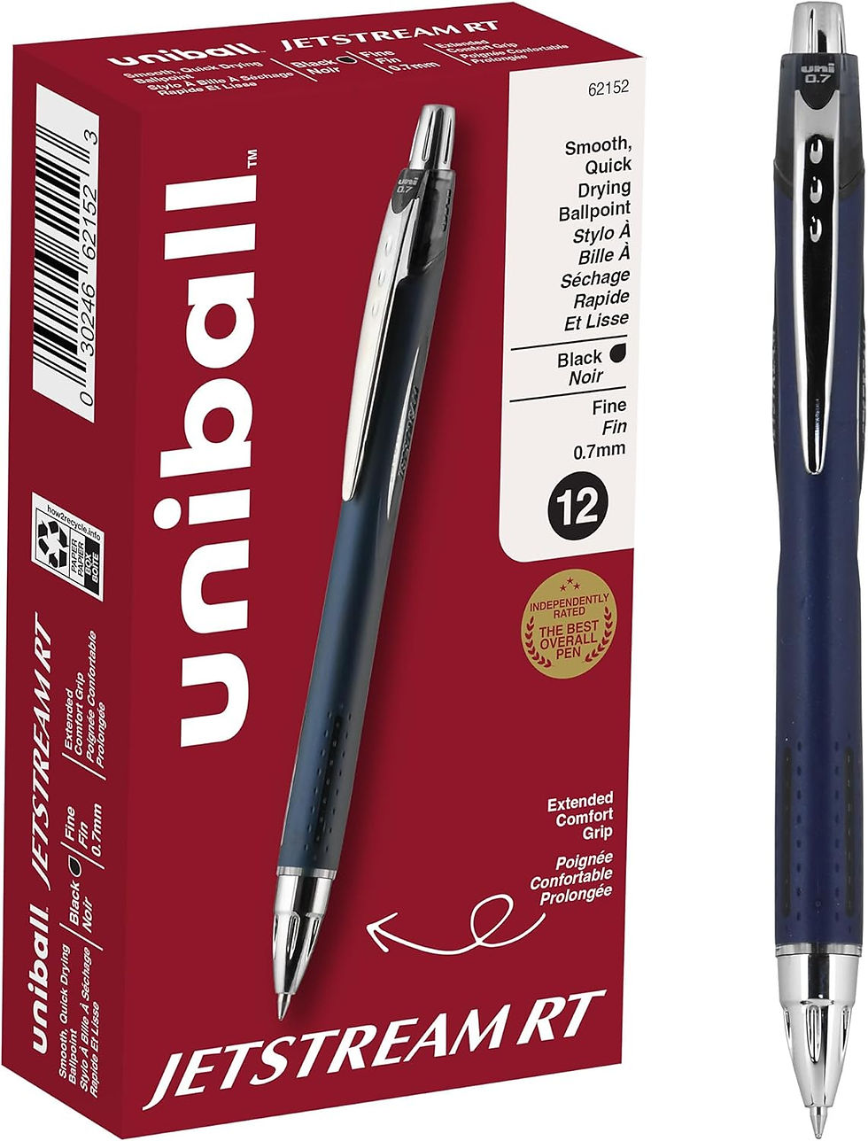 Uni-Ball Jetstream RT 0.7mm Black Ballpoint Pens 12 Pack – Wholesale Bulk Ink Pens for Office and School Supplies