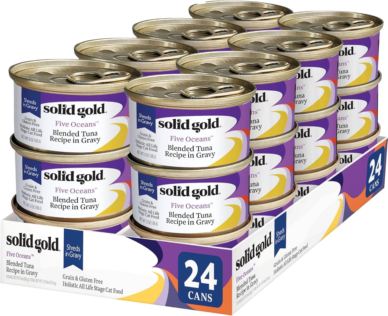 Solid Gold Tuna Shreds in Gravy Wet Cat Food – Grain Free, Gluten Free, 24-Pack 3oz Cans Wholesale