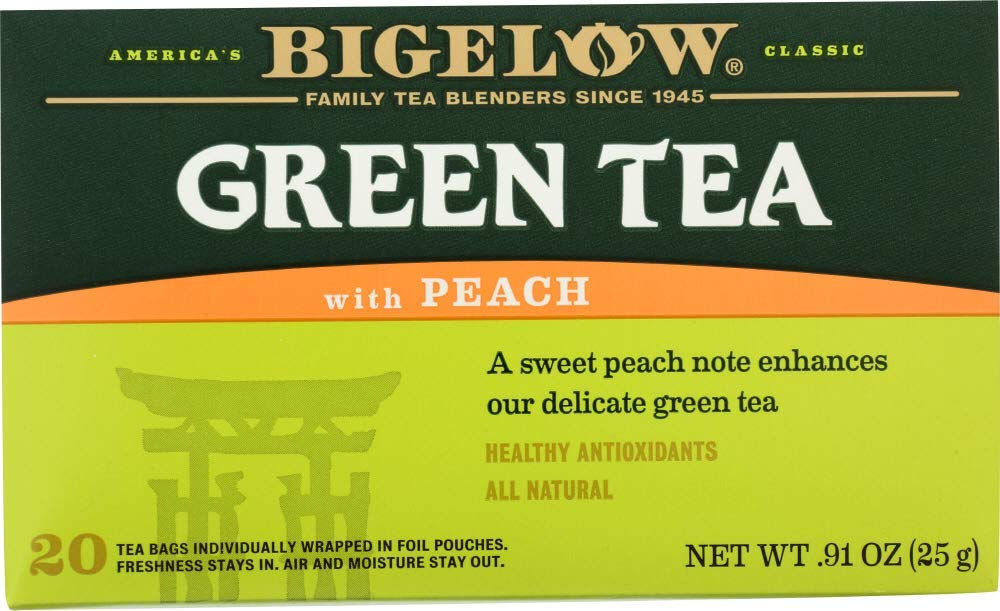 Bigelow Green Tea Peach Wholesale – 3 Pack (60 Total Count) Refreshing Peach Flavored Green Tea Bags for Bulk Buyers & Resale