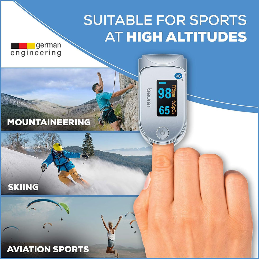 Thumbnail: Beurer Bluetooth Fingertip Pulse Oximeter in silver – digital SpO2 and heart rate monitor for wholesale distribution and onli