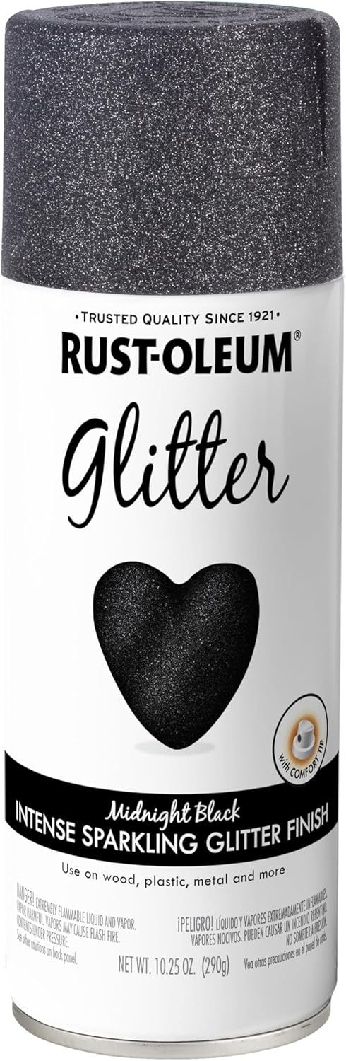 Rust-Oleum Specialty Glitter Spray Paint, 10.25 oz, midnight black, shimmery finish, fast-drying, bulk wholesale