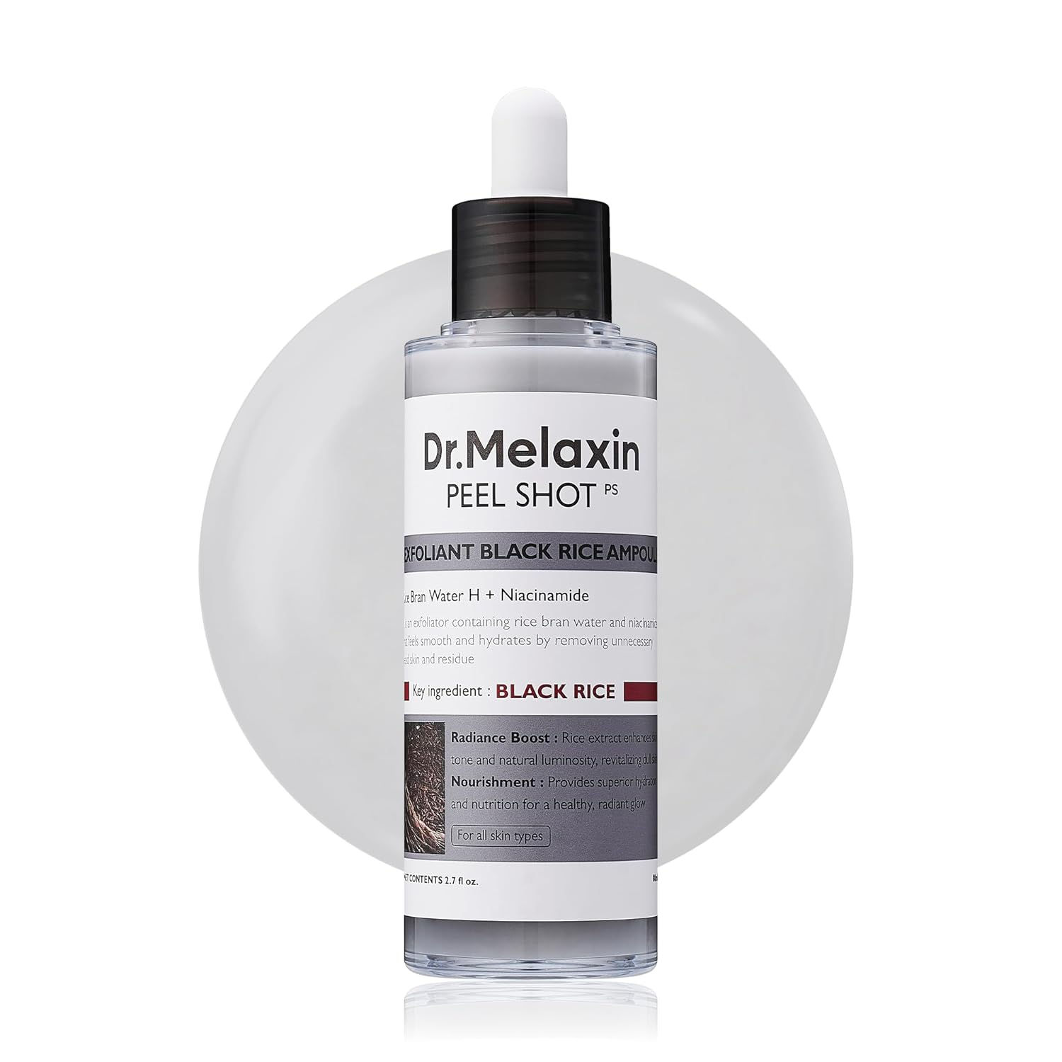 Dr.Melaxin Peel Shot Glow Rice Peeling Ampoule 80ml – Korean Exfoliating Serum with Black Rice for All Skin Types