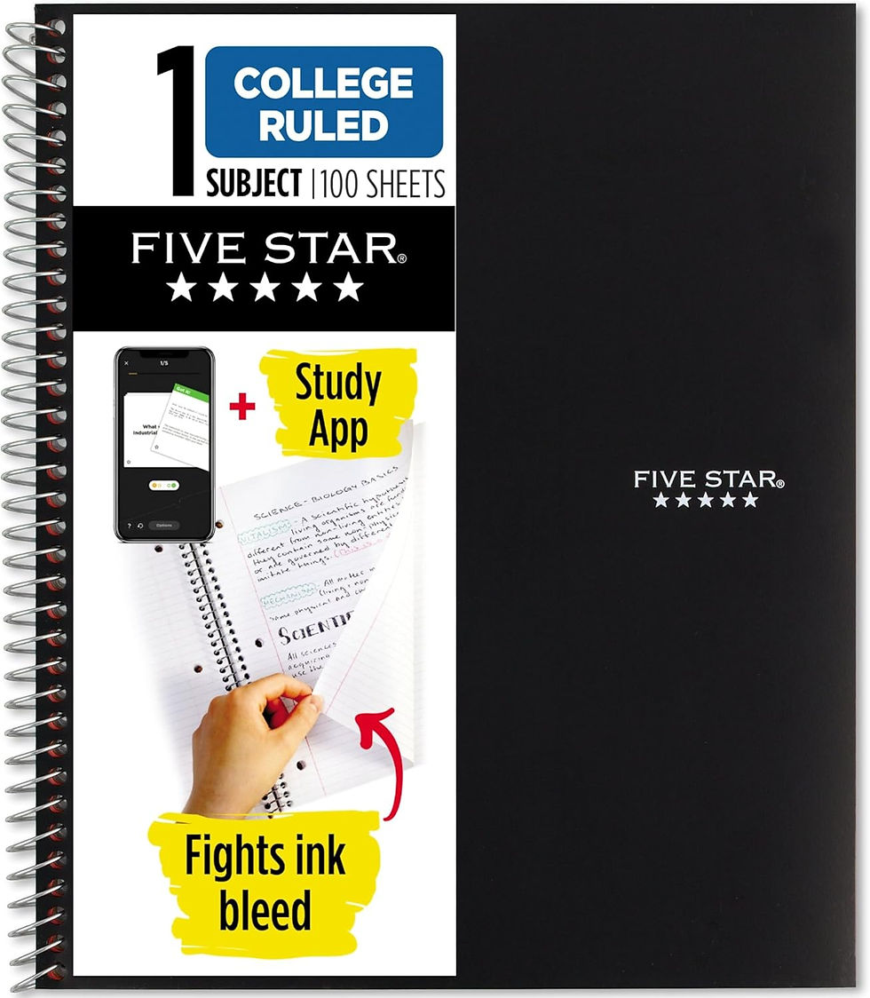 Wholesale Five Star Spiral Notebook, 1 subject college ruled 100-sheet black notebook with study app – ideal for school, offi