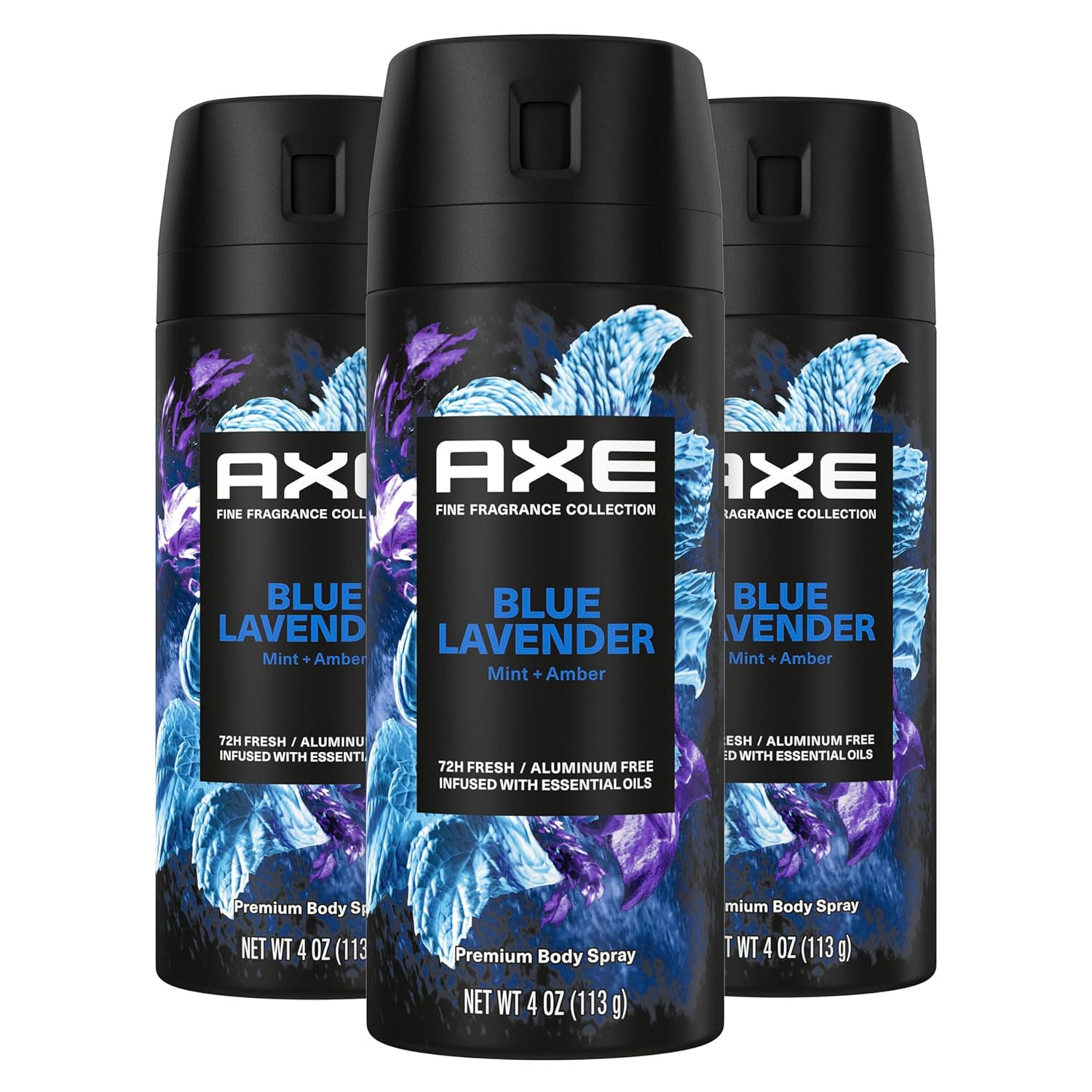 AXE Blue Lavender Premium Deodorant Body Spray for Men – 3 Pack 4 oz Wholesale