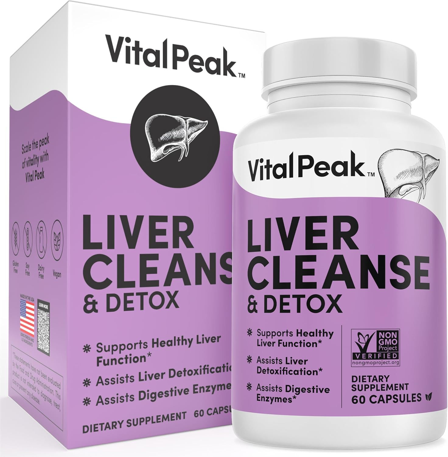 Vital Peak Liver Cleanse Detox & Repair Supplement – 60 Capsules – Liver Health Support with Milk Thistle, Turmeric, Beet Roo