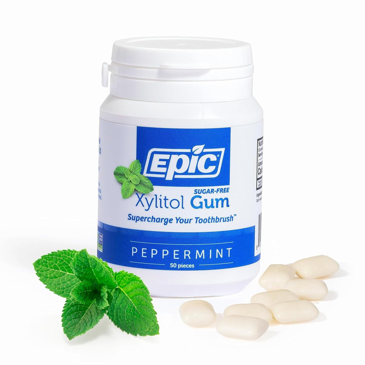 Epic 100% Xylitol Peppermint Chewing Gum 50 Pieces Bottle – Sugar-Free Dental Gum Wholesale for Retailers and Distributors
