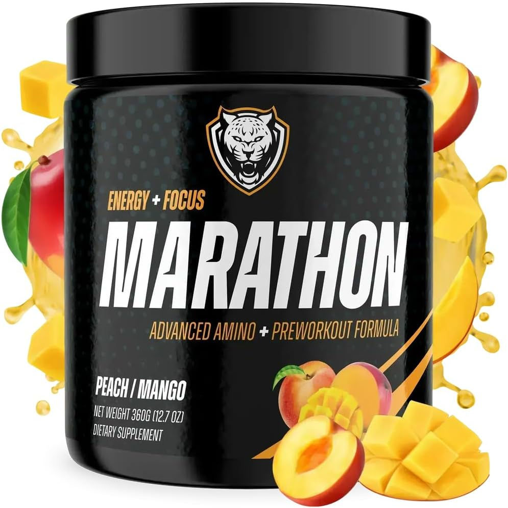 Wholesale 6AM Run Marathon Supplement – Peach Mango Powder with BCAAs, 40 Servings for Endurance & Stamina