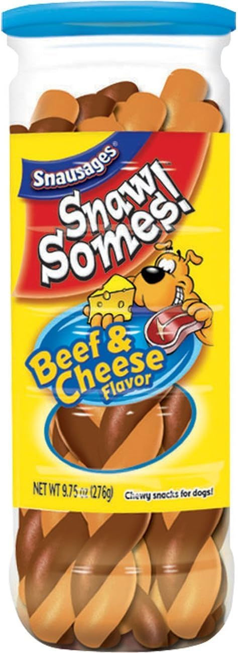 Snausages Snawsomes Dog Treats – Beef & Cheese flavor, 9.75 oz pack of 5 – wholesale bulk dog treats for resellers, retailers