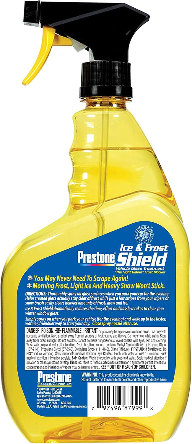 Prestone AS246 Ice and Frost Shield 32 oz spray bottle – wholesale windshield glass treatment for cars and winter protection