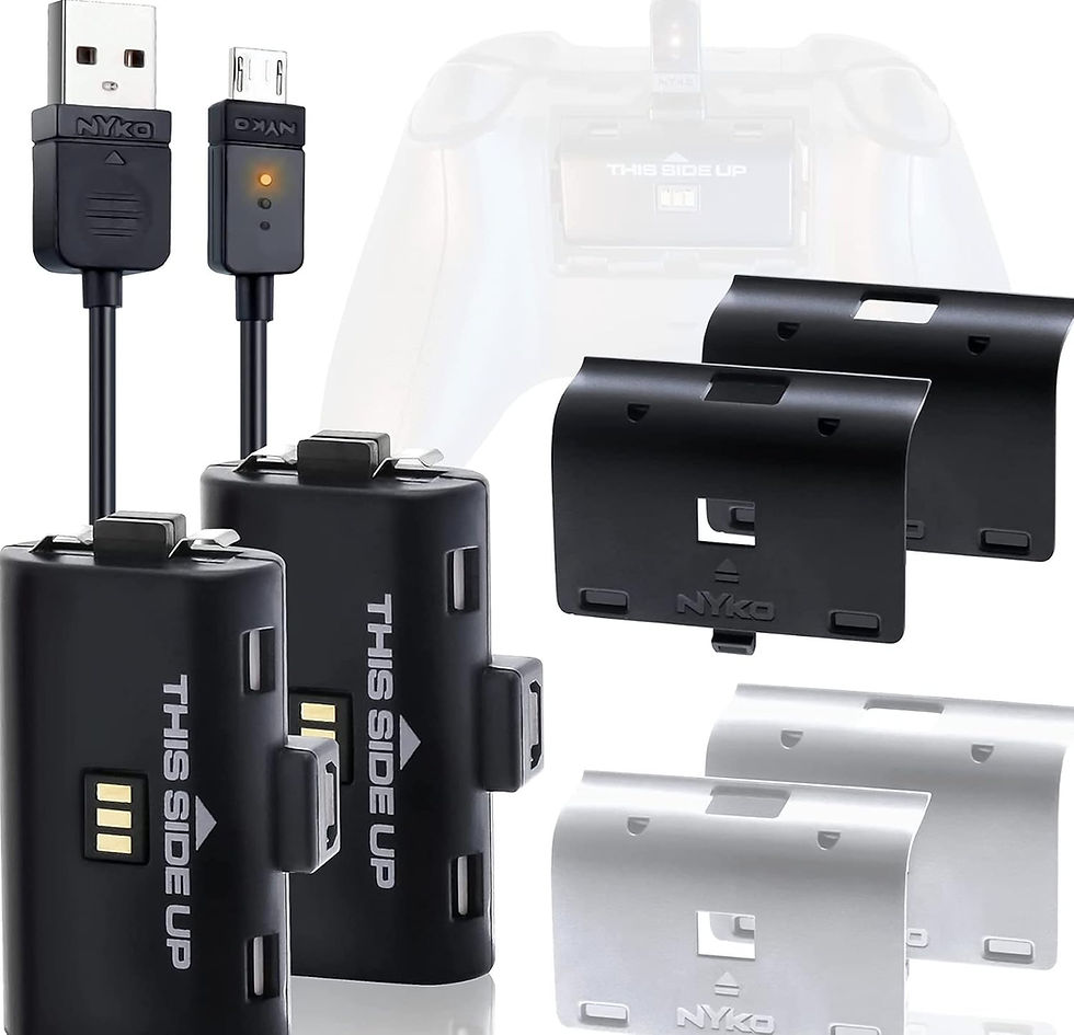 Buy Nyko Xbox One Power Kit Plus in bulk – rechargeable battery kit with 2 batteries, black & white covers, and 8-foot Micro-