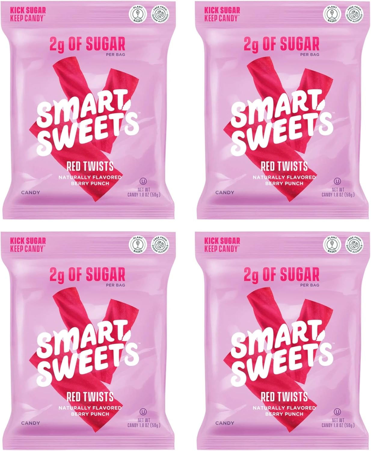 Wholesale Smart Sweets Red Twists 4 Pack – Healthy Vegan Candy with 92% Less Sugar, Bulk Case for Resellers