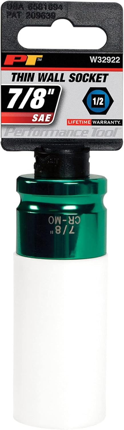 Performance Tool W32922 1/2-Inch Impact Drive 7/8-Inch Thin Wall Socket — green chrome molybdenum steel socket for wholesale