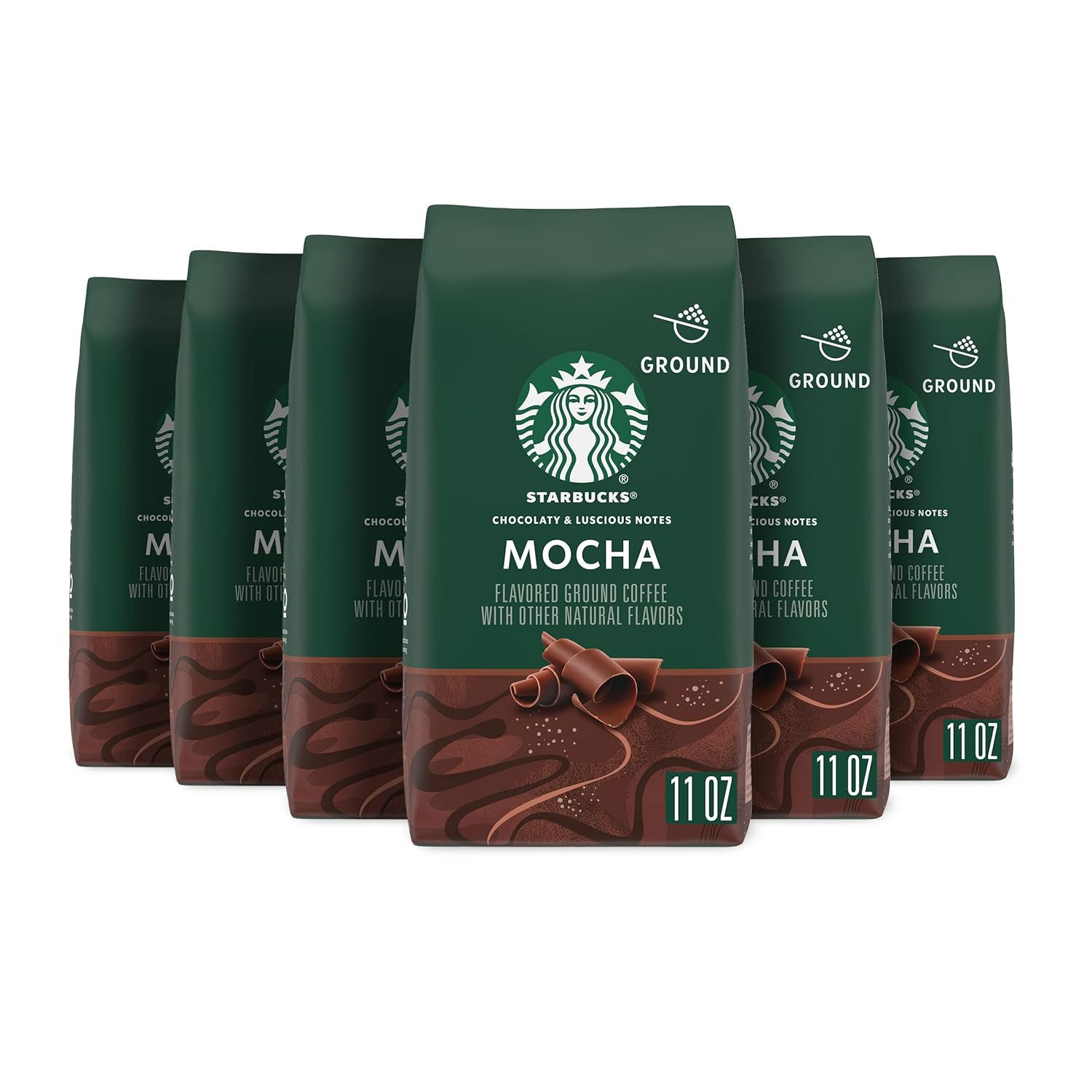 Wholesale Starbucks Mocha Ground Coffee, 100% Arabica, Naturally Flavored, 6 Bags of 11 oz Each