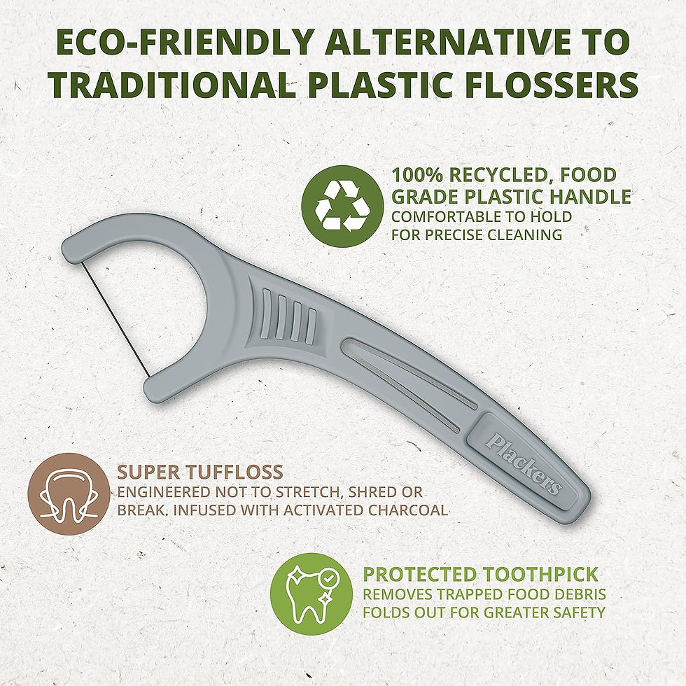 Thumbnail: Wholesale Plackers Ecochoice Activated Charcoal Recycled Dental Flossers, Mint Flavor, 90 Count Pack of 4, Non-Slip Grip