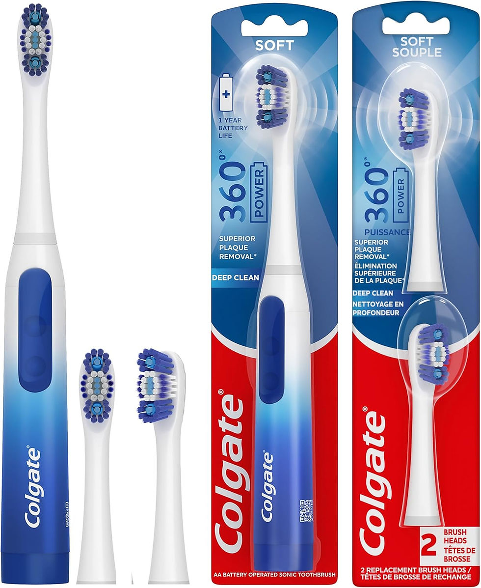 Wholesale Colgate 360 Floss Tip Sonic Powered Battery Toothbrush 2 Pack with Refill Heads – Plaque Removal, Soft Bristles