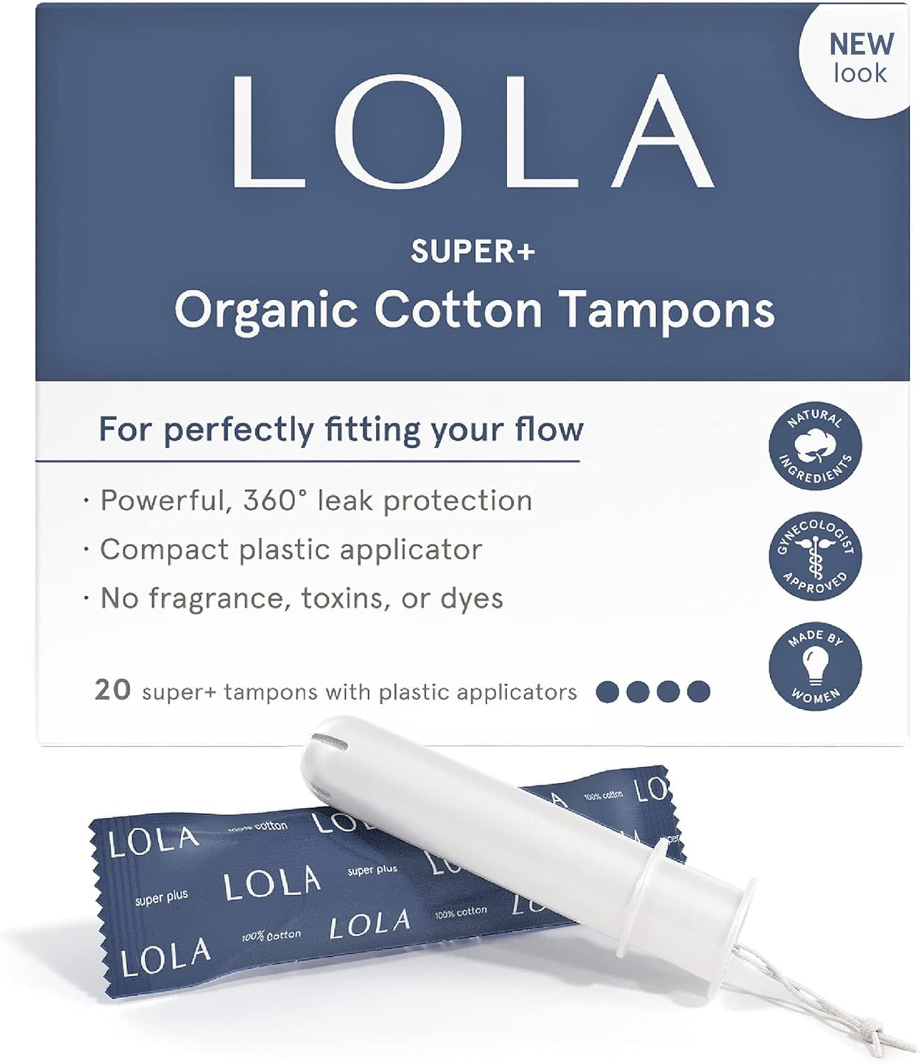 LOLA Super+ Tampons 40 Count Organic Cotton – BPA & Chlorine Free Feminine Care Wholesale Bulk Case for Retailers