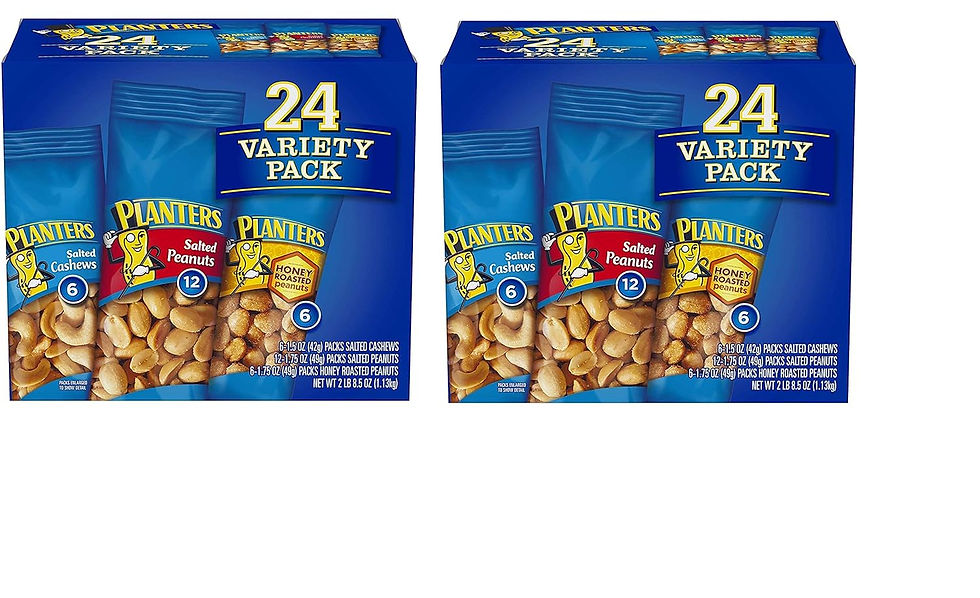 Wholesale Planters Variety Pack – Salted Cashews, Salted Peanuts & Honey Roasted Peanuts, 24 Snack Packs (2 Pack)