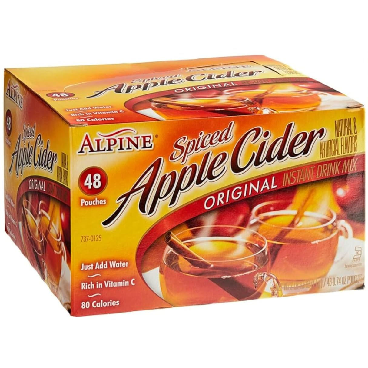 Alpine Spiced Apple Cider Original, 48 Single-Serve Pouches, 0.74 oz Each, with Lyfno Spoon