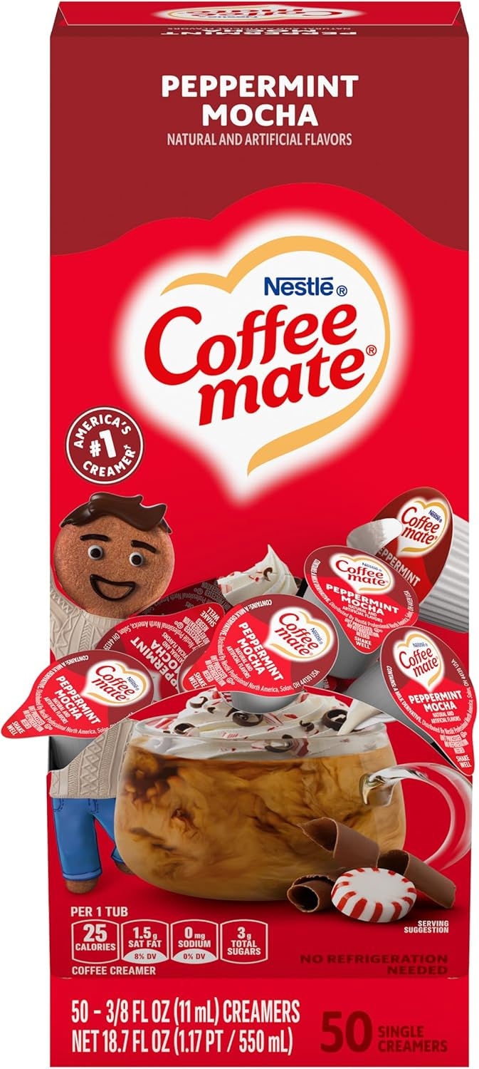 Wholesale Coffee mate Peppermint Mocha liquid creamer singles, 50 count dairy-free box
