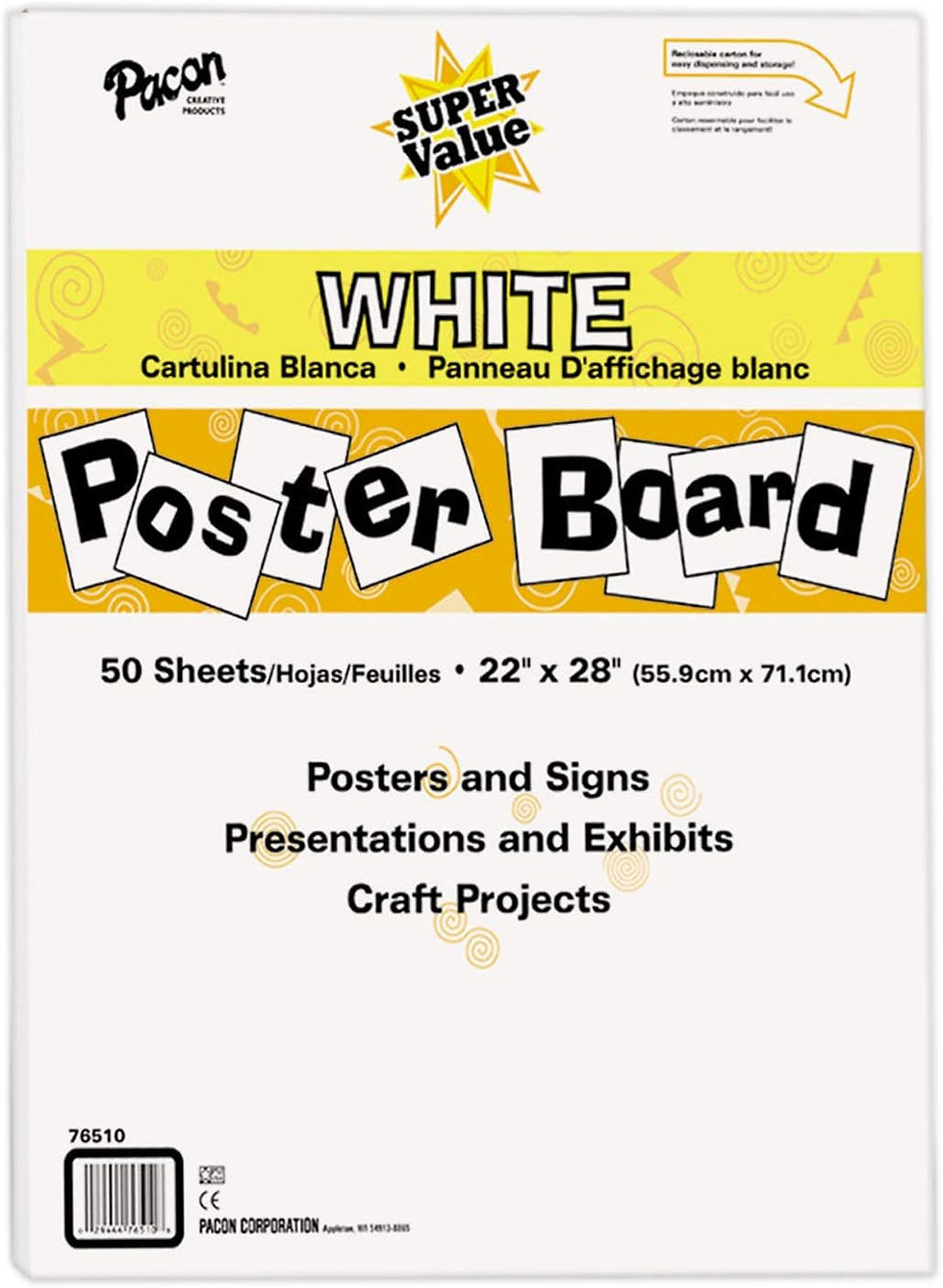 Pacon Super Value Poster Board 22x28 Inches White, 50 Sheets – Wholesale Bulk Pack for Schools, Art Supply, and Office Retail