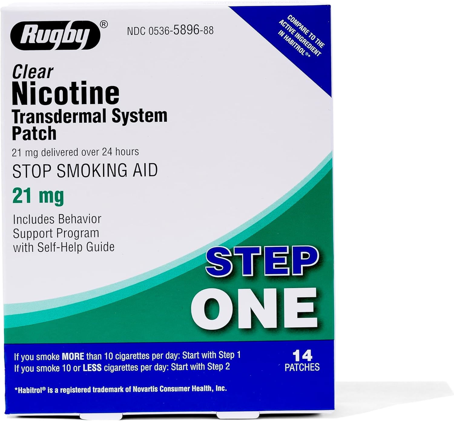 Rugby Clear Nicotine Patches 21mg Step 1 – 14 Count Pack Wholesale Bulk Quit Smoking Aid