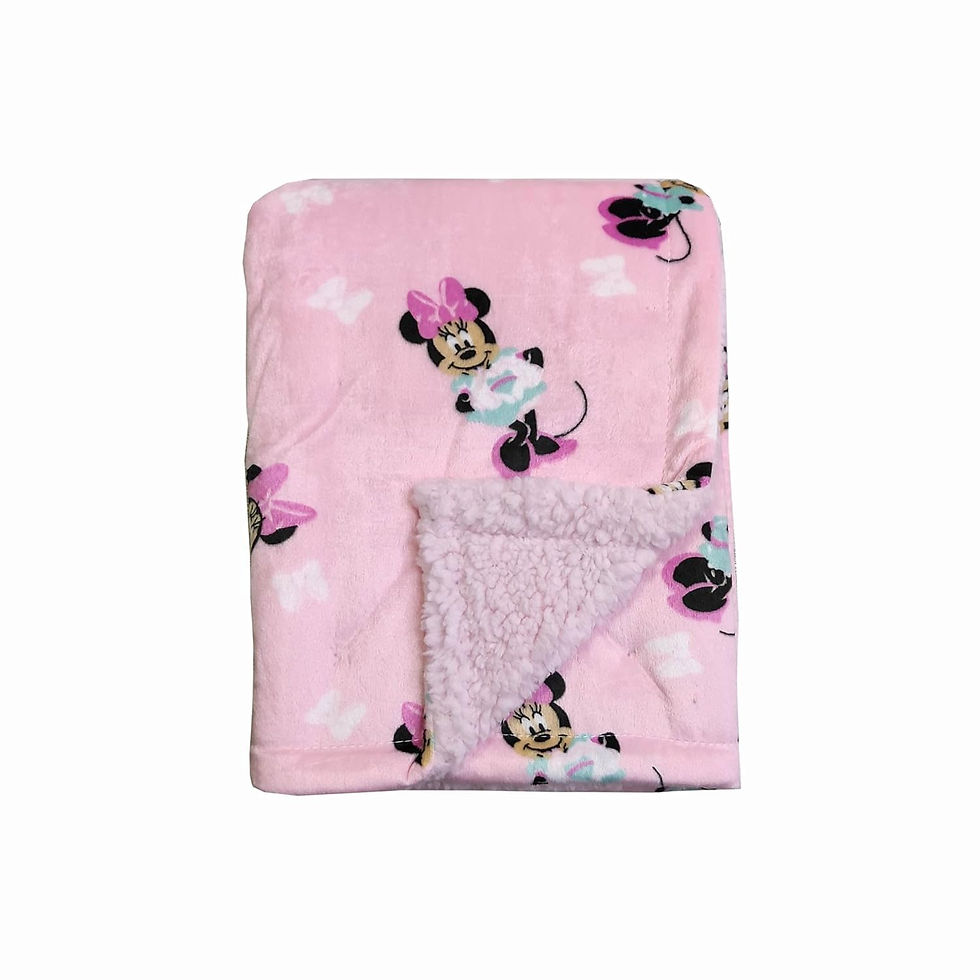 Wholesale Disney Cudlie Baby Girl Minnie Mouse Sherpa Blanket – lovely bow print, bulk case of 24 for resellers