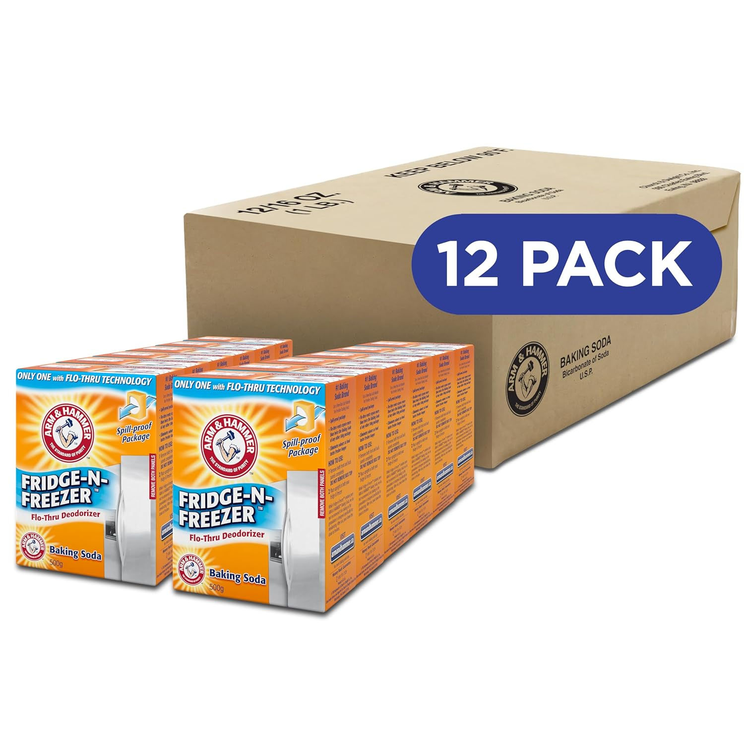 Arm & Hammer Fridge-n-Freezer Odor Absorber Orange 14 oz Wholesale Pack of 12 – Baking Soda Deodorizer for Refrigerators & Fr