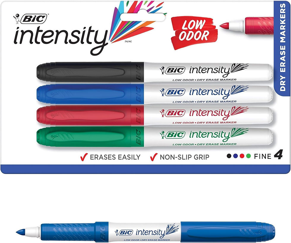 BIC Intensity Low Odor Dry Erase Markers 4-Count, Assorted Colors – Bulk Pack for Online Resellers