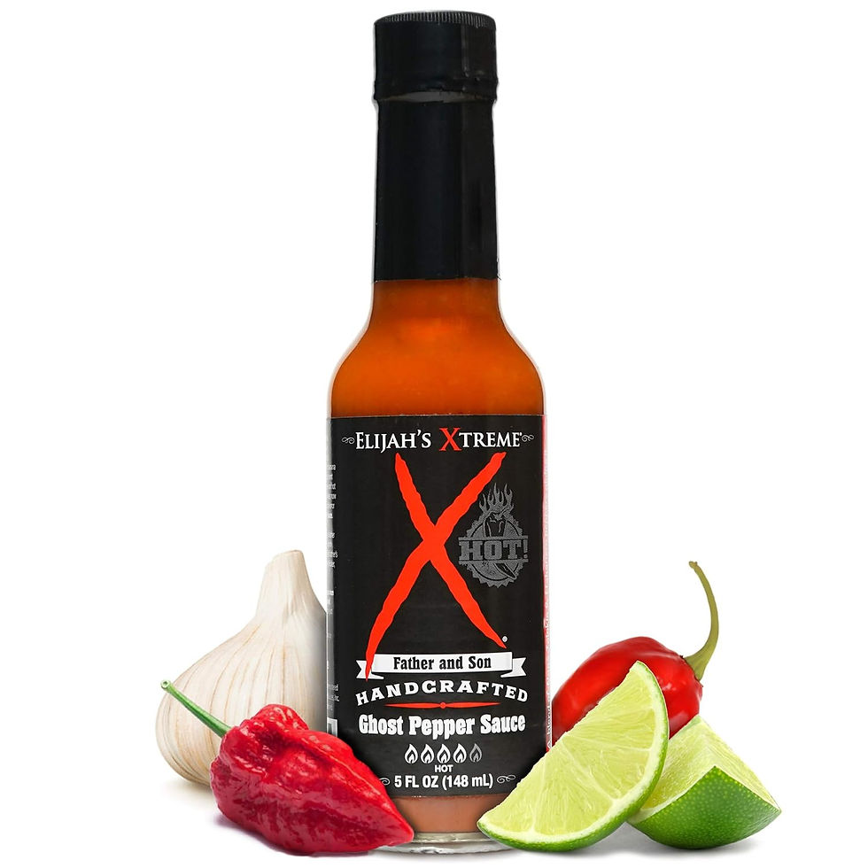 Elijah’s Xtreme Ghost Pepper Hot Sauce bottle 8.8 oz handcrafted blend with habanero garlic and lime for wholesale buyers