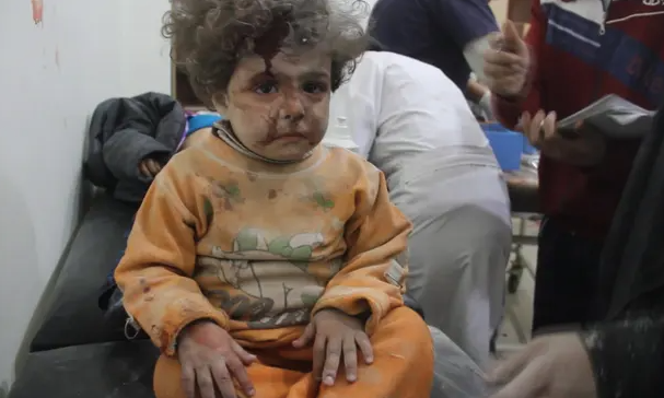 An image from al-Kateab’s coverage of the siege of Aleppo broadcast on Channel 4 News. Photograph: Waad al-Kateab/Channel 4