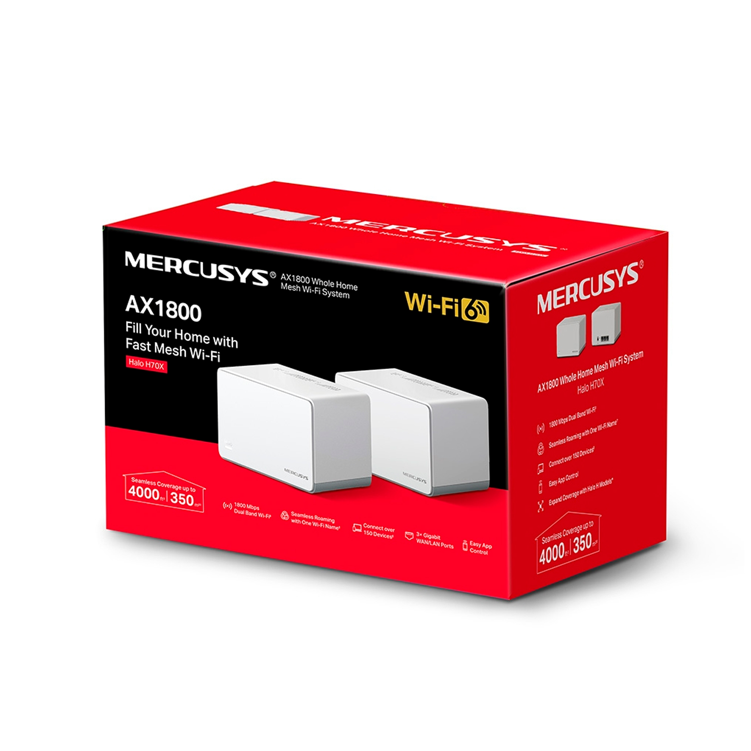 Router Mercusys Halo H70x (2-Pack) AX1800 Whole Home Mesh