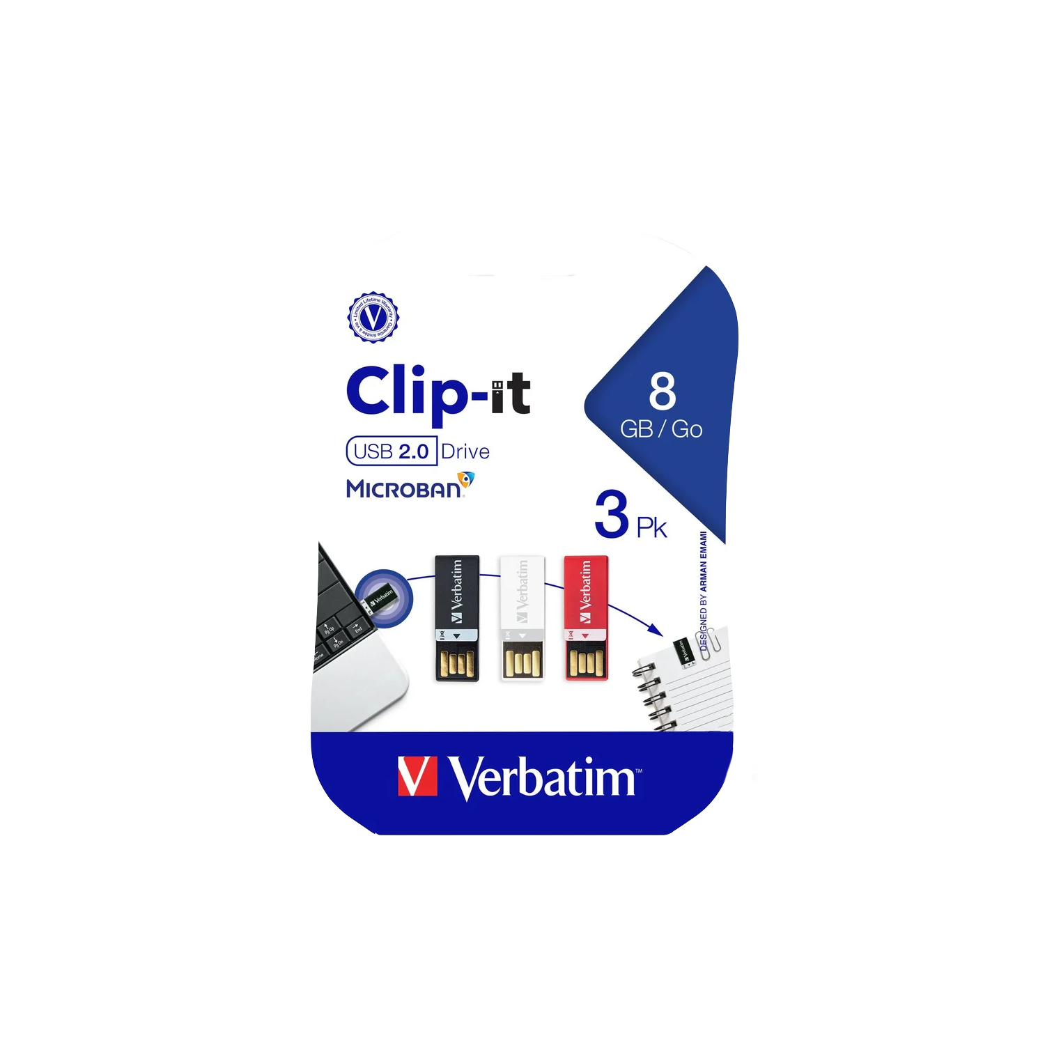 Pendrive 8GB Verbatim Clip-It (3 Pack)